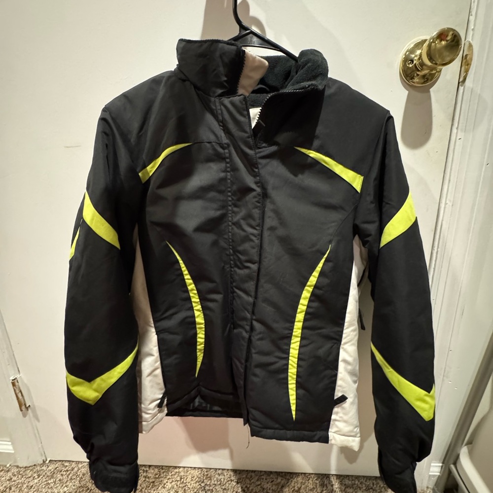 Snozu Black and Yellow Puffer Jacket with Neon Accents